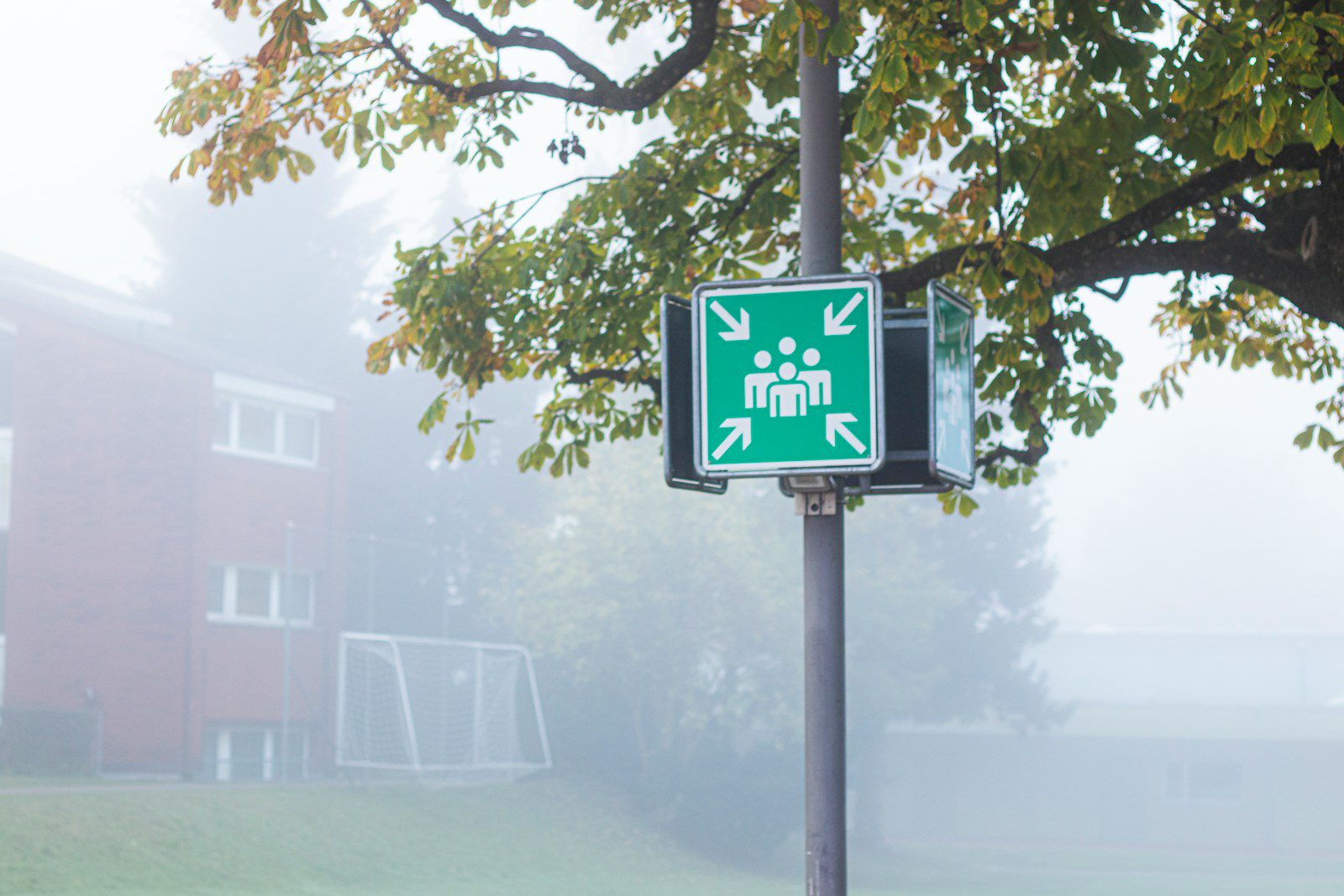 Dział BHP green and white street sign